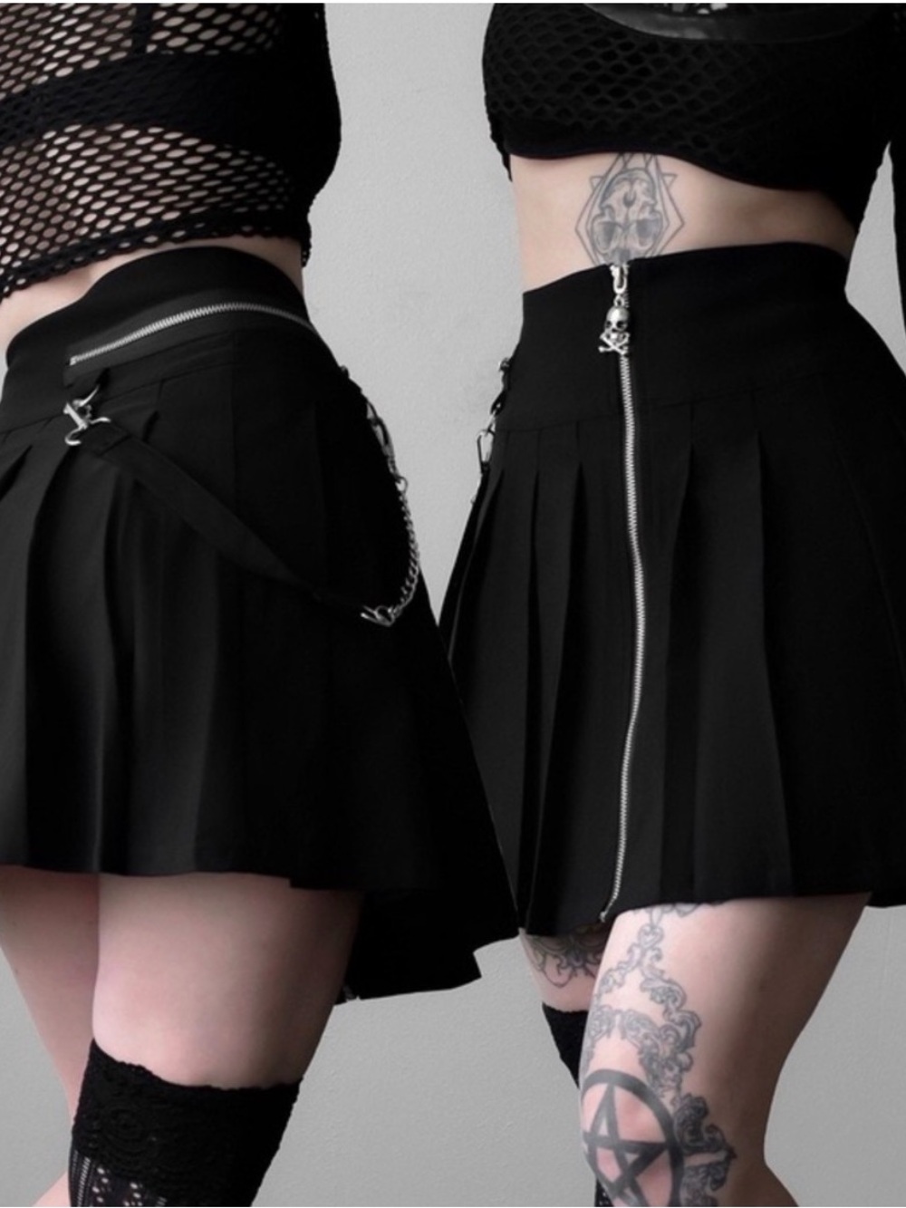 Killstar Black Pleated Mini Skirt
